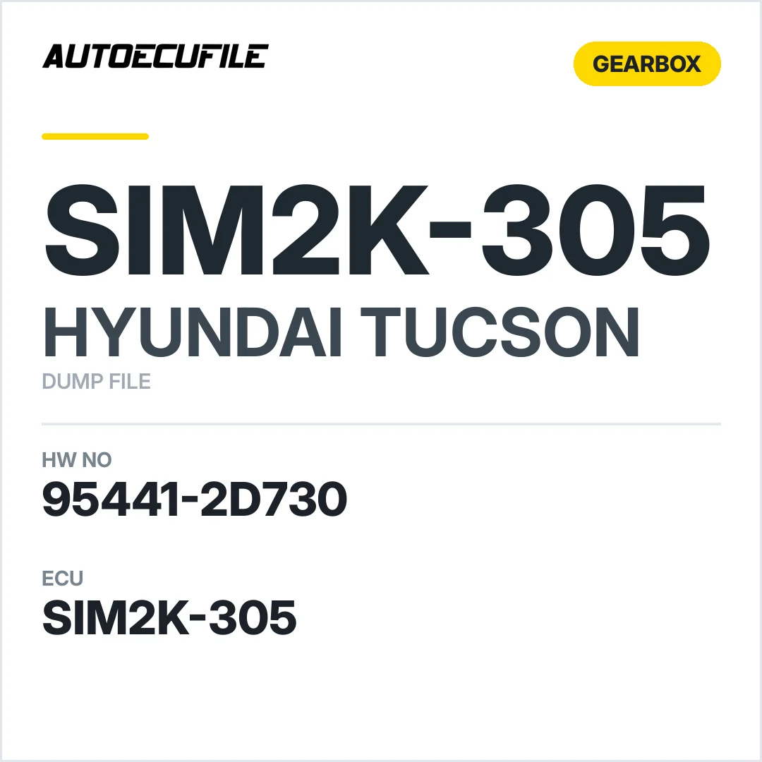 HYUNDAI TUCSON GEARBOX SIM2K-305 95441-2D730 A2C9801850101 CA6U2S20.DAT DUMP