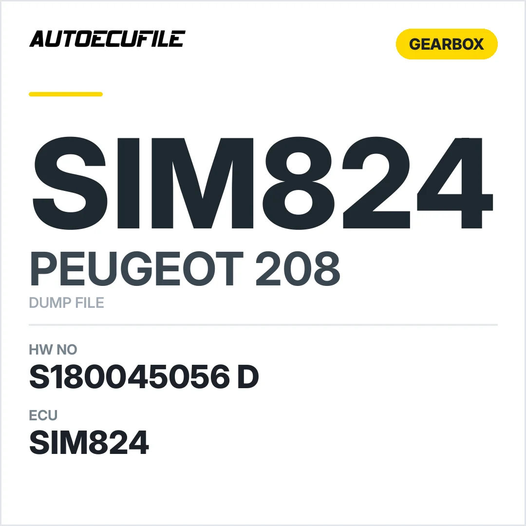 PEUGEOT 208 GEARBOX SIM824 S180045056 D HW9800377280 9803231480 DUMP