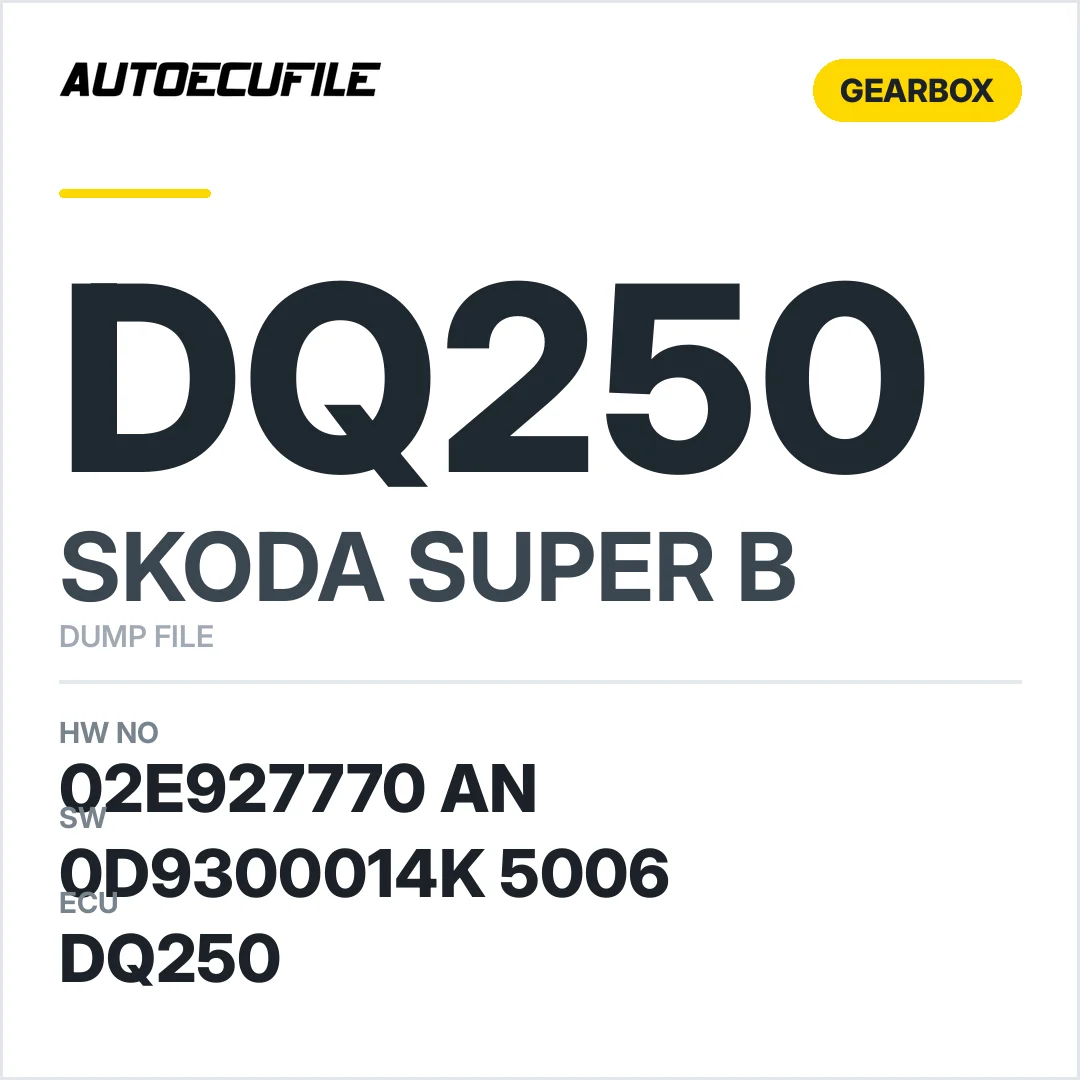 SKODA SUPER B GEARBOX DQ250 02E927770AN 0D9300014K 5006 DUMP